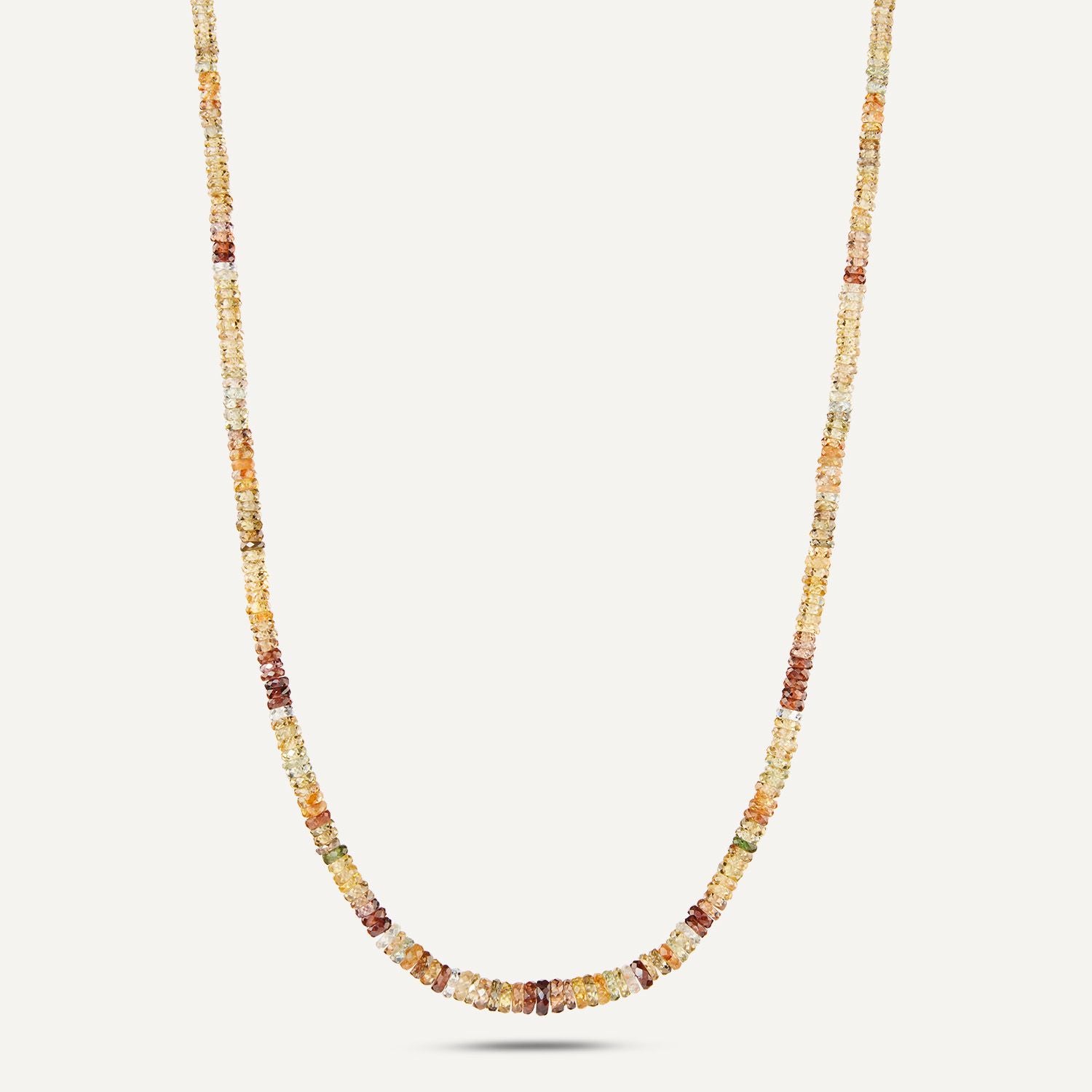 Collier mit Zirkonen in unterschiedlichen Brauntönen bunt aneinander gereiht;