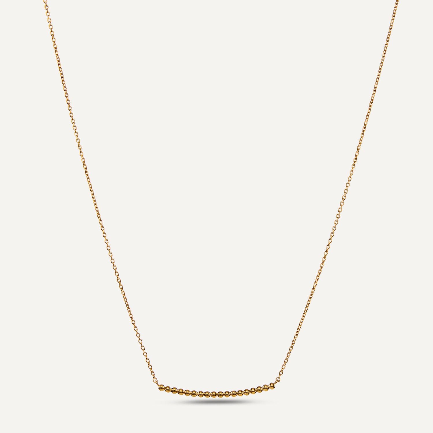 Feine goldene Gliederkette; in der Mitte 18 kleine goldene Kugeln;