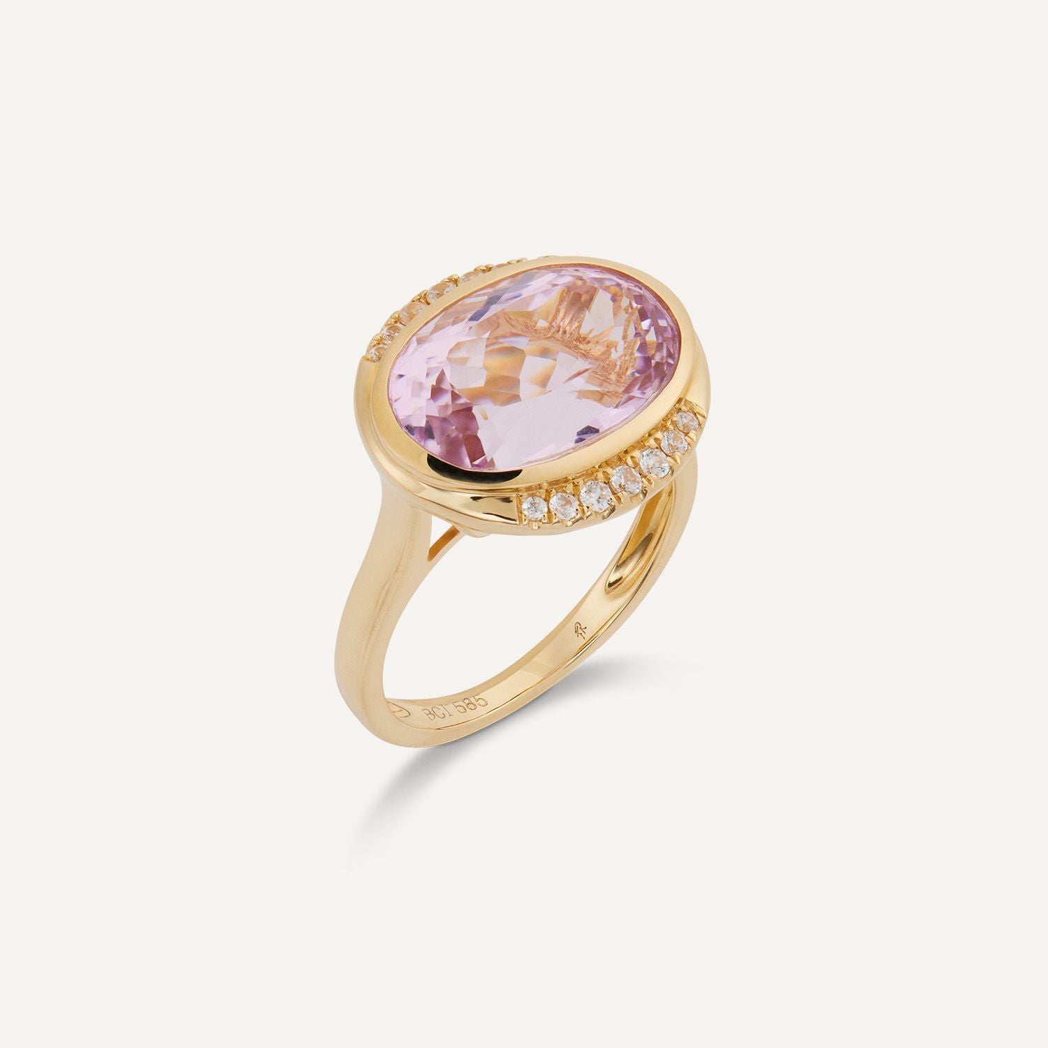 Ring Galileia Kunzit und Zirkon ca. 7,21 ct Gelbgold