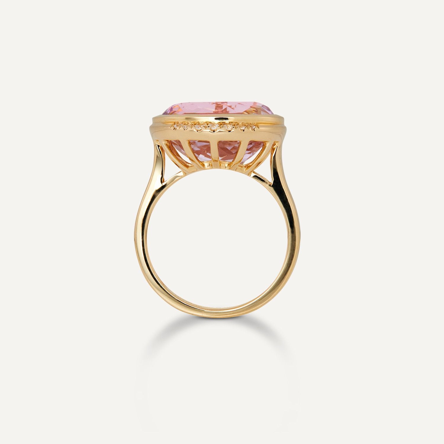 Ring Galileia Kunzit und Zirkon ca. 7,21 ct Gelbgold