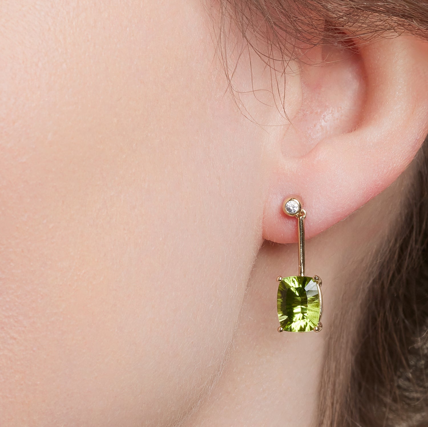 Ohrhänger Peridot und Zirkon ca. 3,88 ct Gelbgold