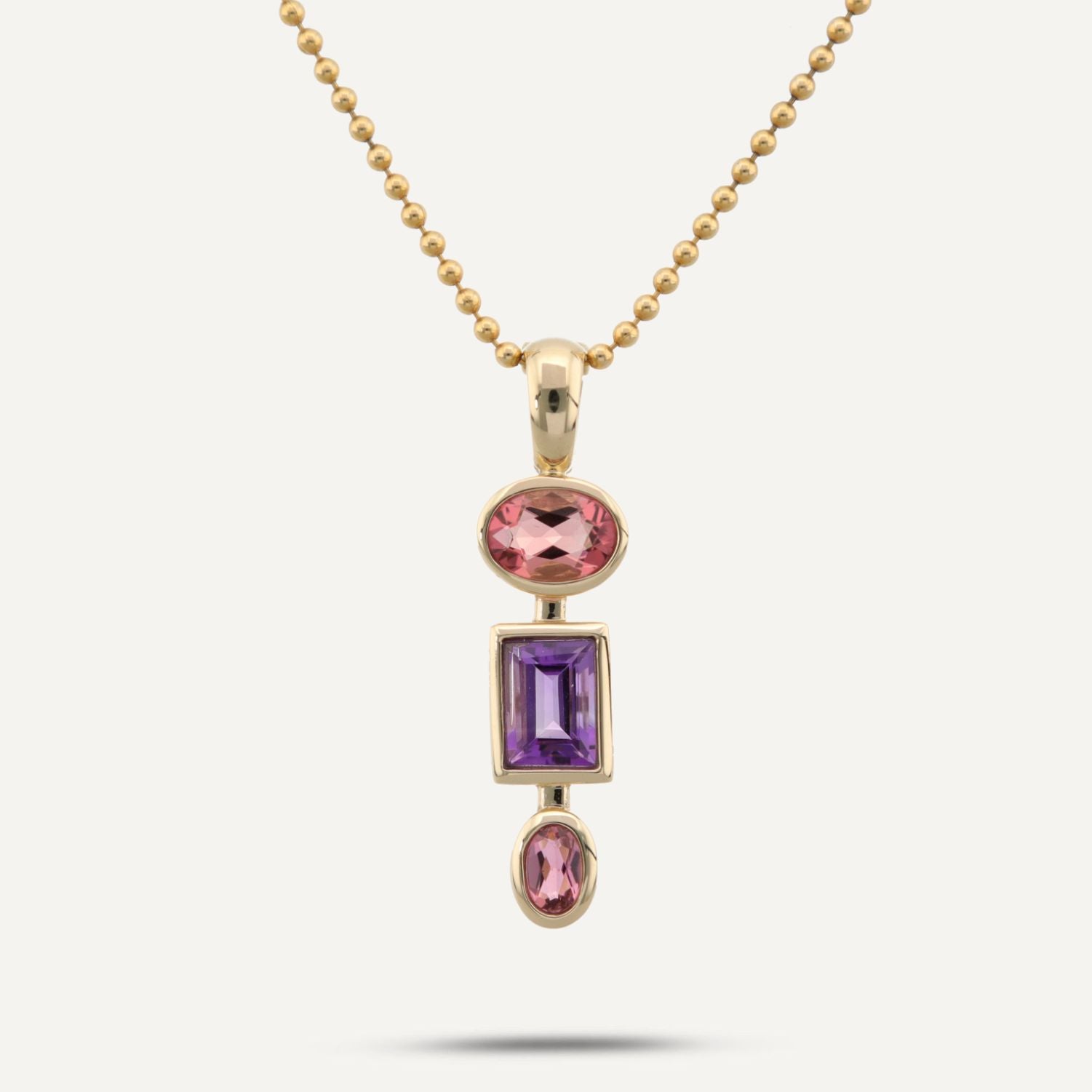 Anhänger Turmalin und Amethyst Gelbgold