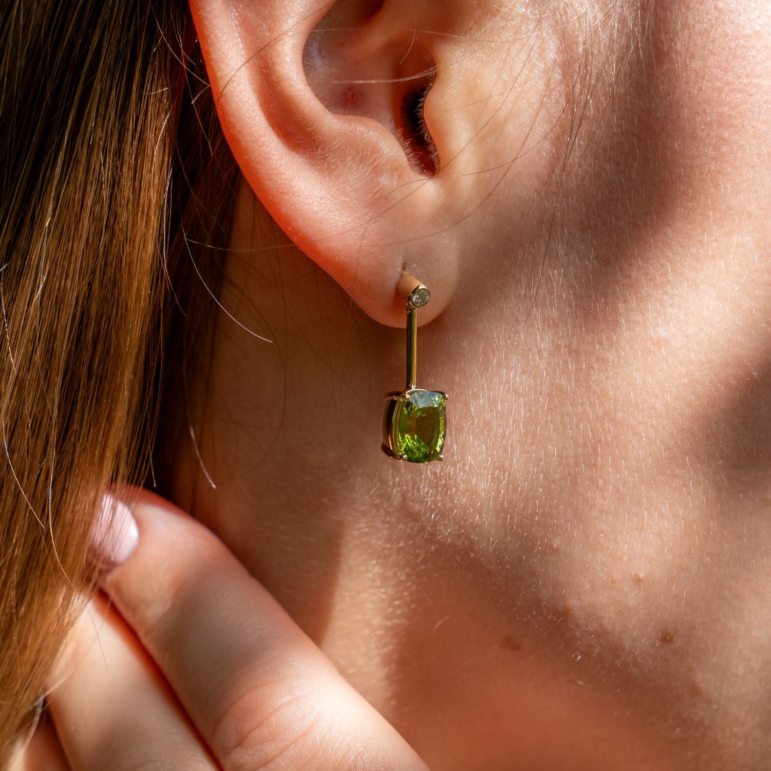 Ohrhänger Peridot und Zirkon ca. 3,88 ct Gelbgold