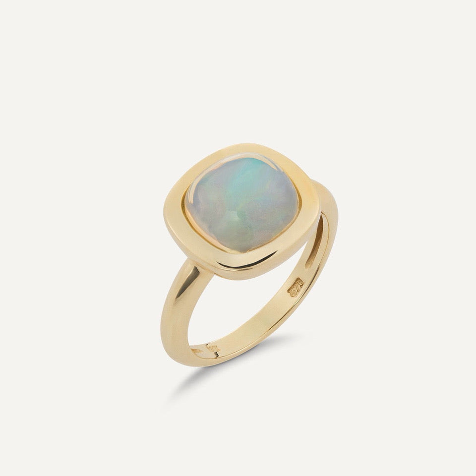 Ring Kristallopal ca. 2,90 ct Gelbgold