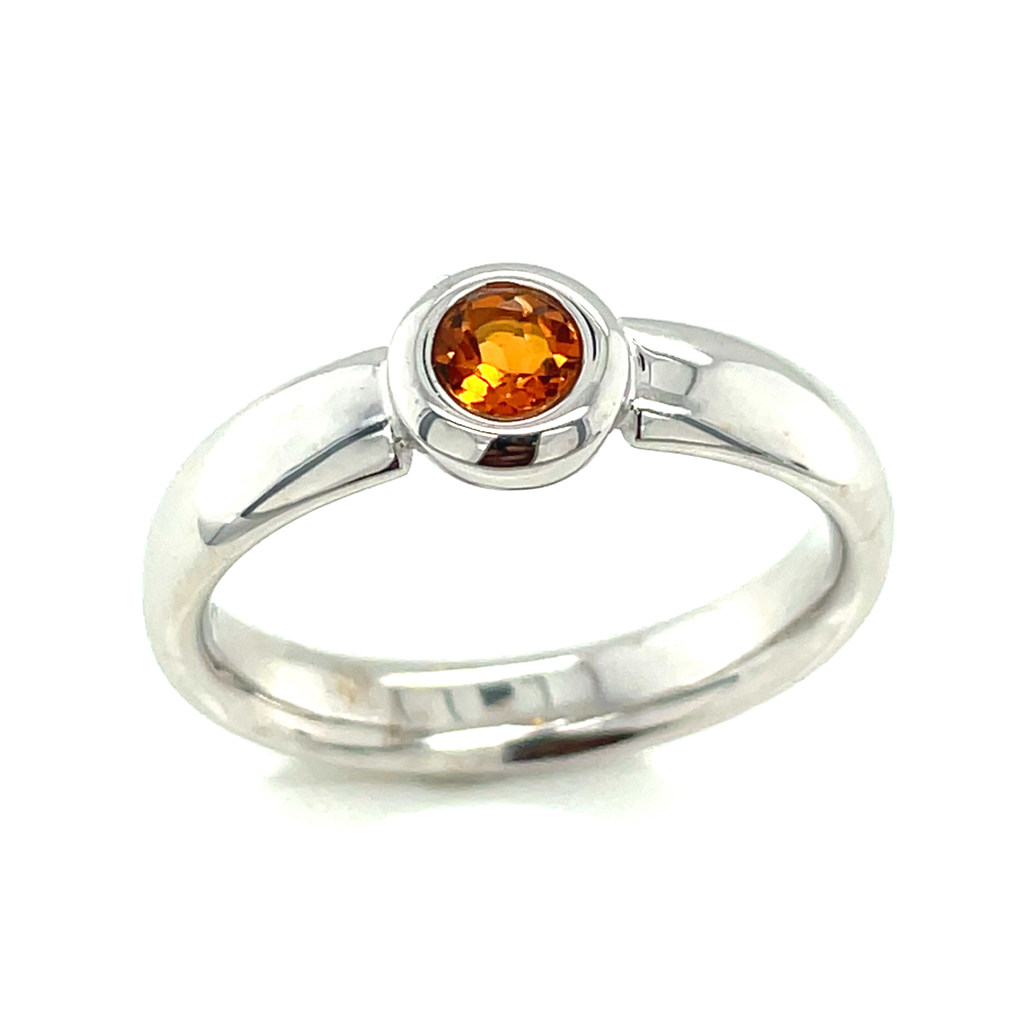 Citrin, orange, rund facettiert, ca. 0,25 ct. Edelstein Ring Silber 925/000 Sogni d´oro Silberzeit