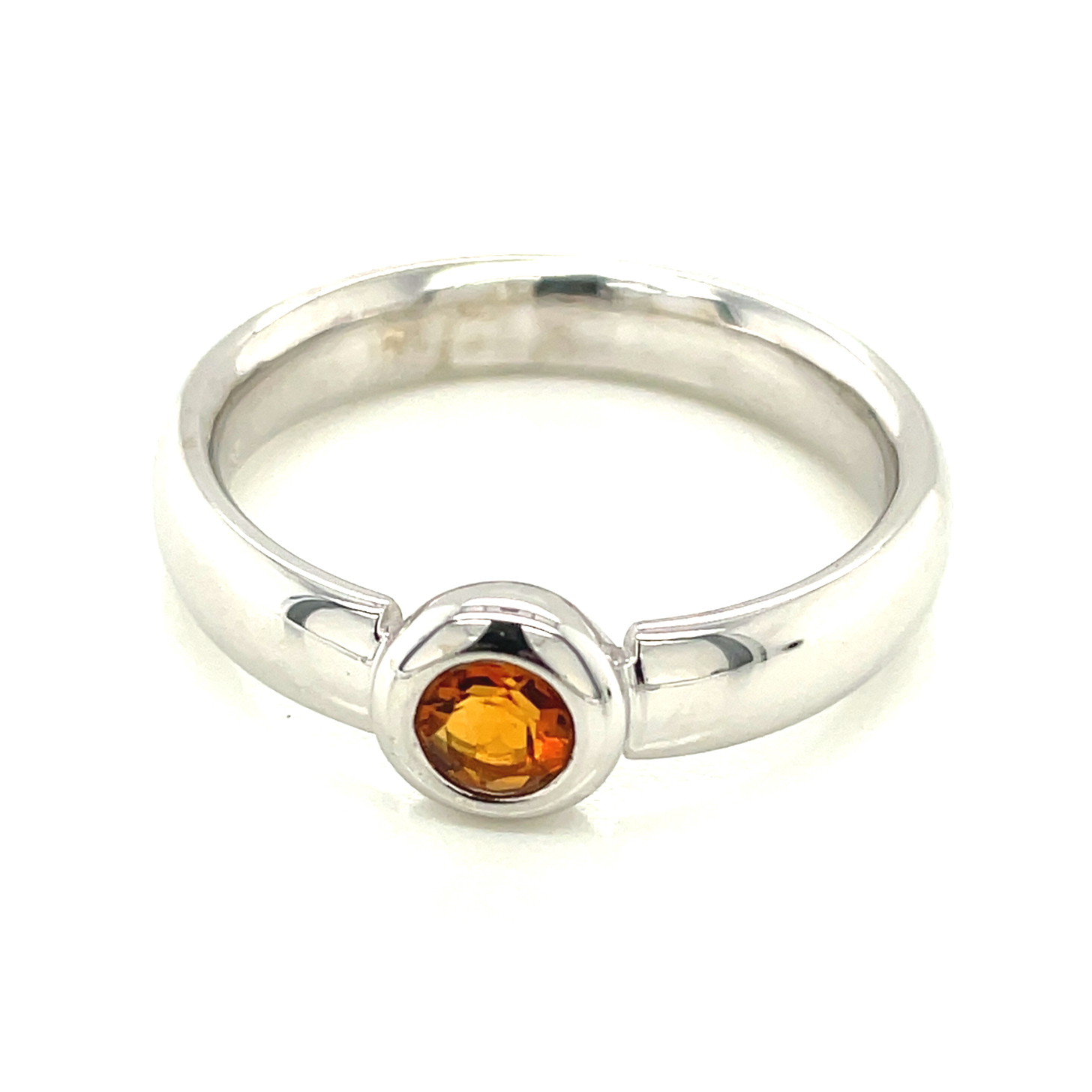 Citrin, orange, rund facettiert, ca. 0,25 ct. Edelstein Ring Silber 925/000 Sogni d´oro Silberzeit