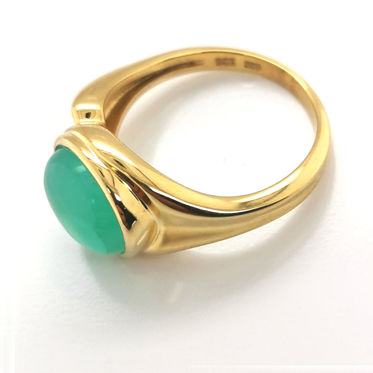 Peruanischer Opal, grün, ca. 3 ct Edelstein, 925/000 Silber vergoldet, Ring, Sogni d´oro 