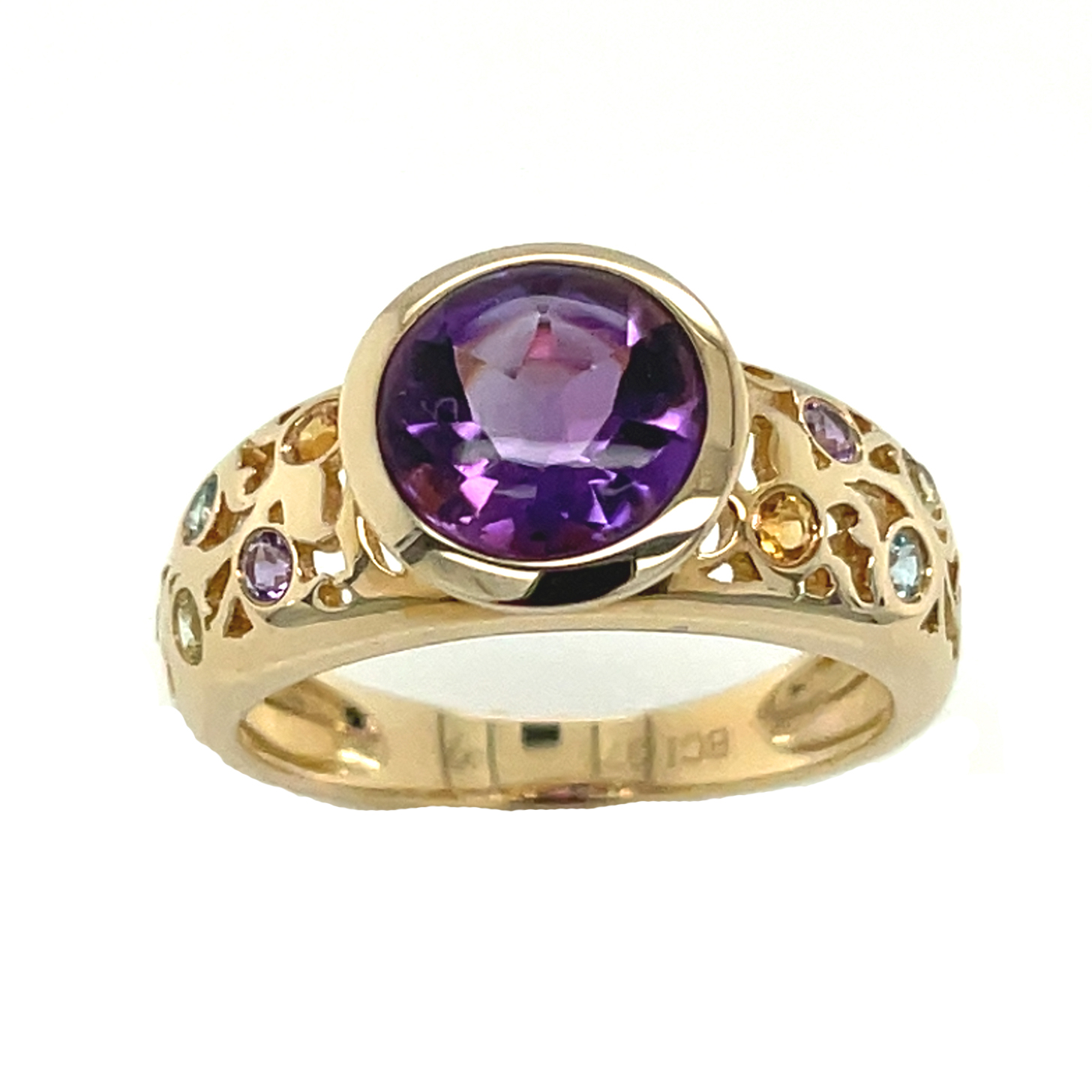 Amethyst & Multi Edelstein, oval facettiert, ca. 1,956 ct. Edelstein Ring Gelbgold 375/000 Sogni d´oro Classic