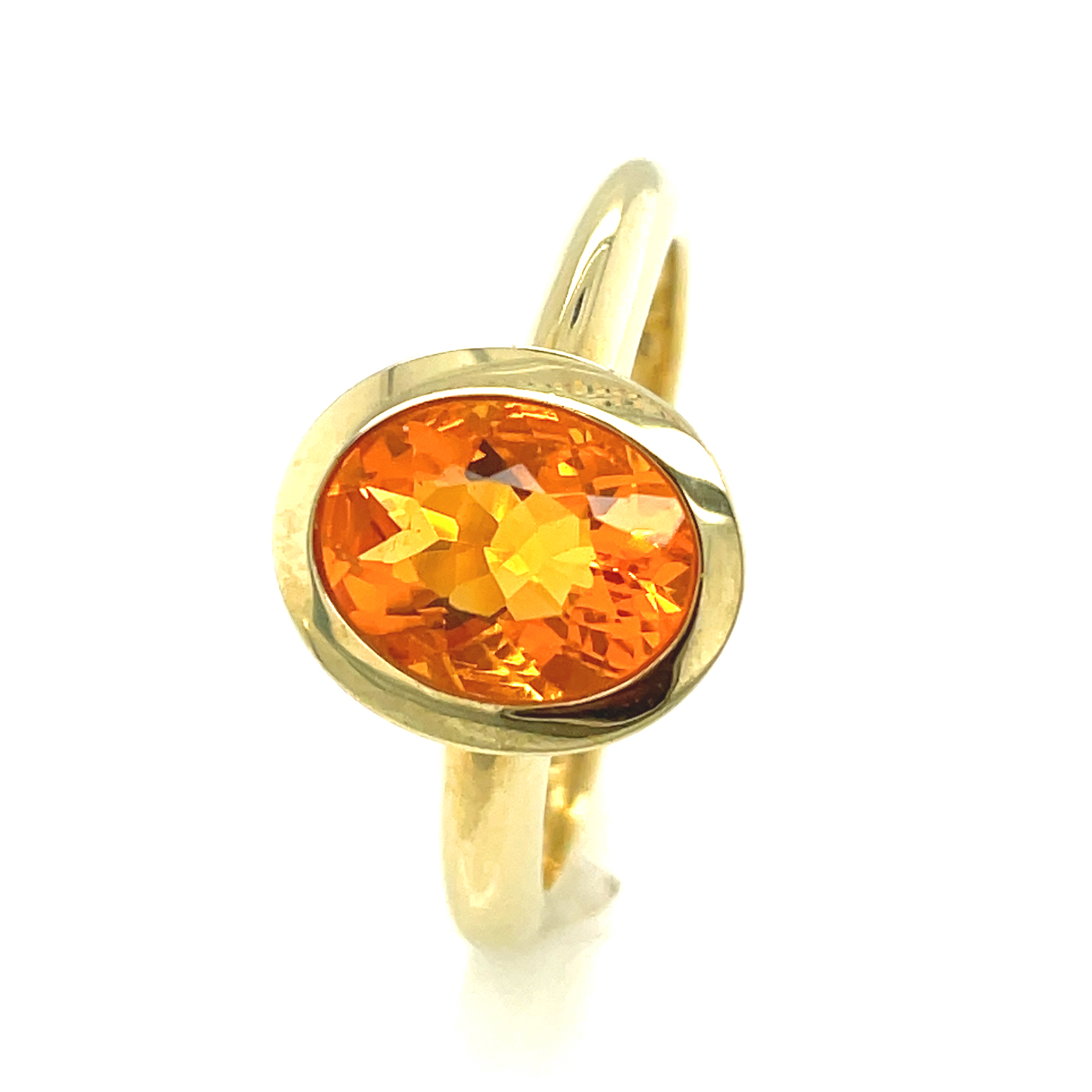 Feueropal, orange, oval facettiert, ca. 1,100 ct. Edelstein Ring Silber 925/000 vergoldet Sogni d´oro Terra Opalis