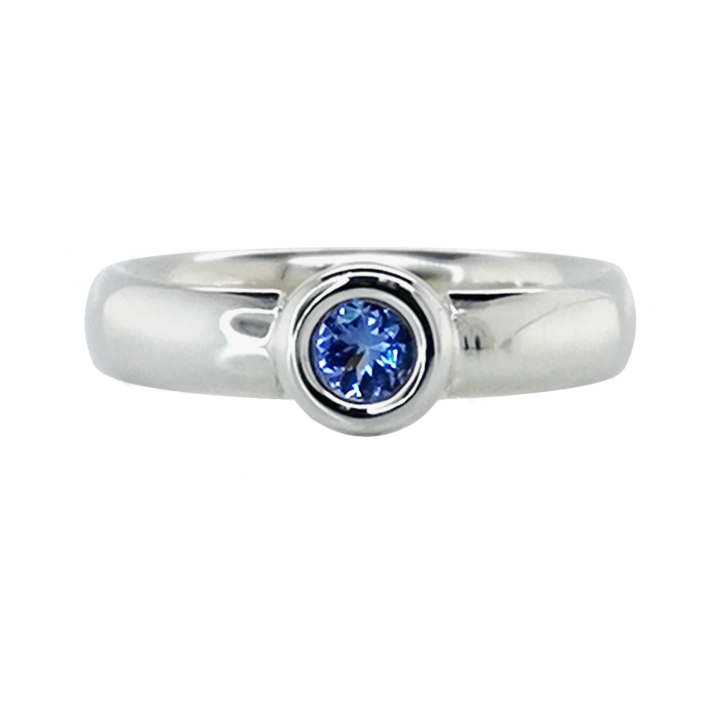 Ring mit Tansanit Edelstein blau ca. 0,3ct rund Ø ca. 4mm, 925 Silber