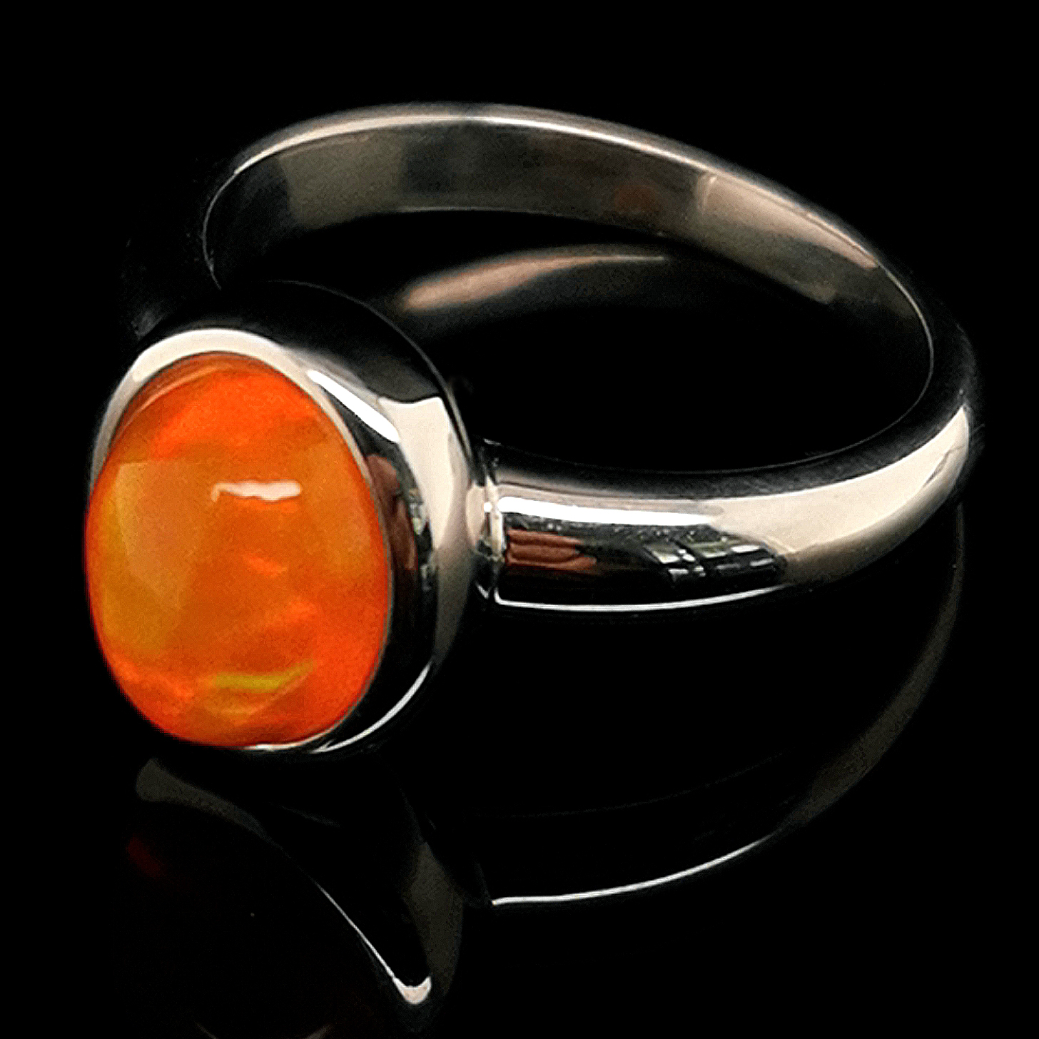 Kristallopal beh., orange, Afrika, ca. 1,0 ct Edelstein Ring Silber 925/000 Sogni d´oro 