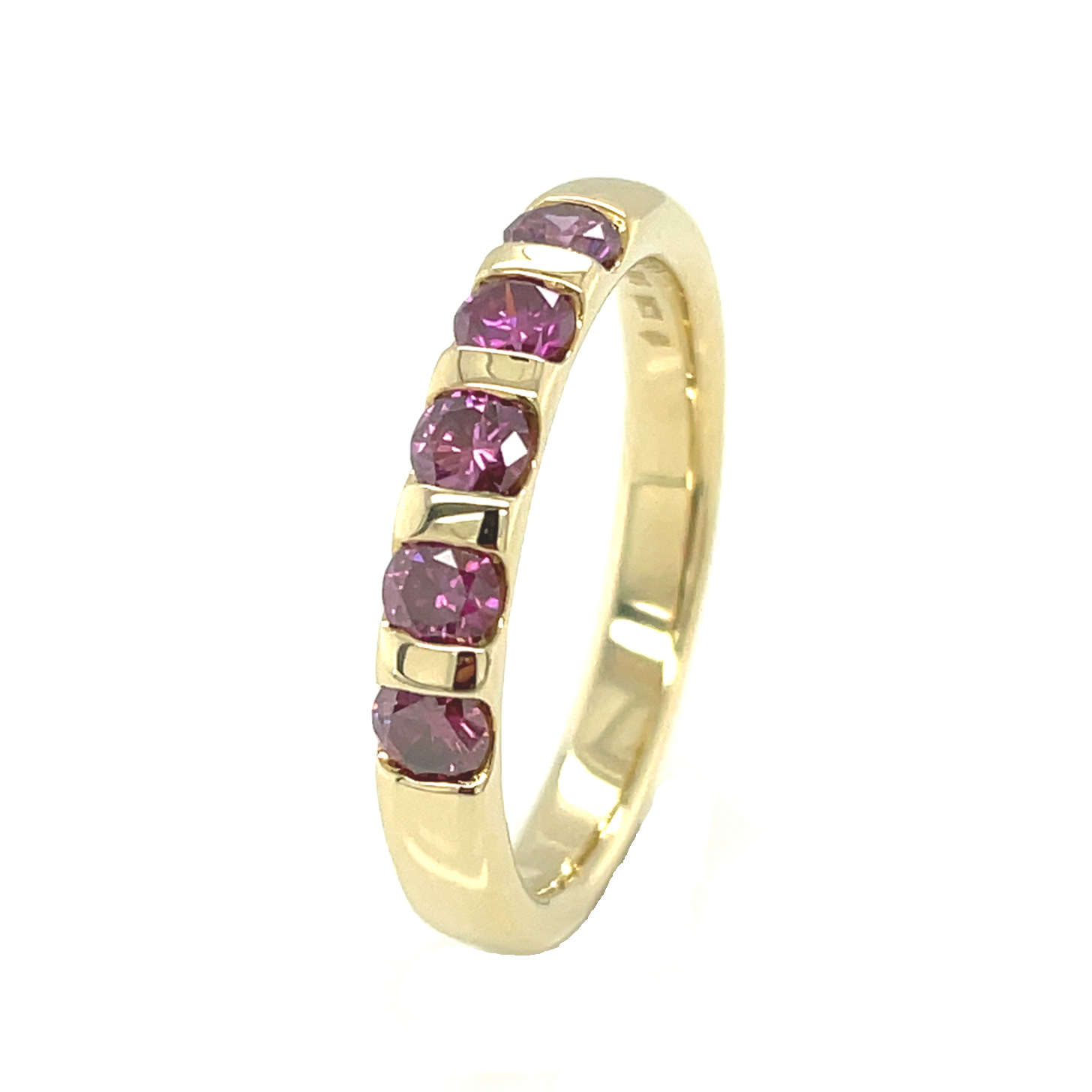 Brillant, pink, rund Brillantschliff, ca. 0,600 ct. Edelstein Ring Gelbgold 585/000 Sogni d´oro Facettenreich