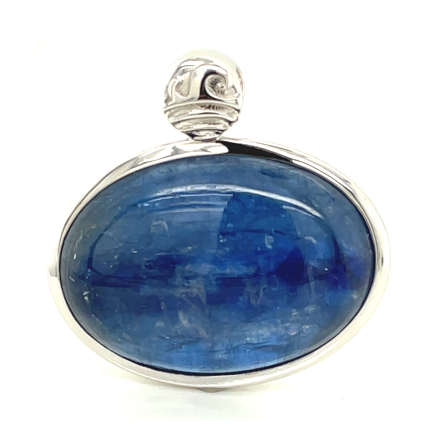 Kyanit, blau, oval Cabochon, ca. 18,000 ct. Edelstein Anhänger Silber 925/000 Sogni d´oro Silberzeit