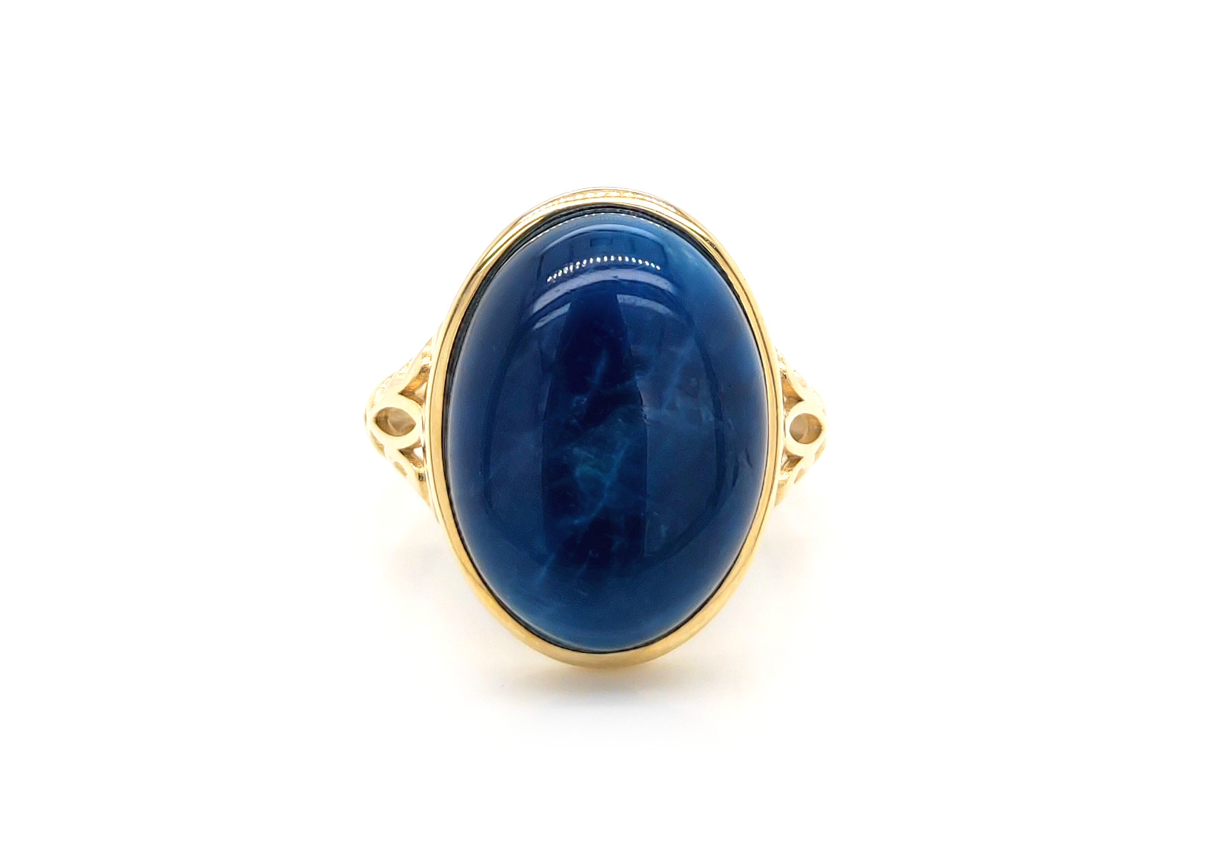 Apatit, oval Cabochon, ca. 10,500 ct. Edelstein Ring Gelbgold 375/000 Sogni d´oro Classic