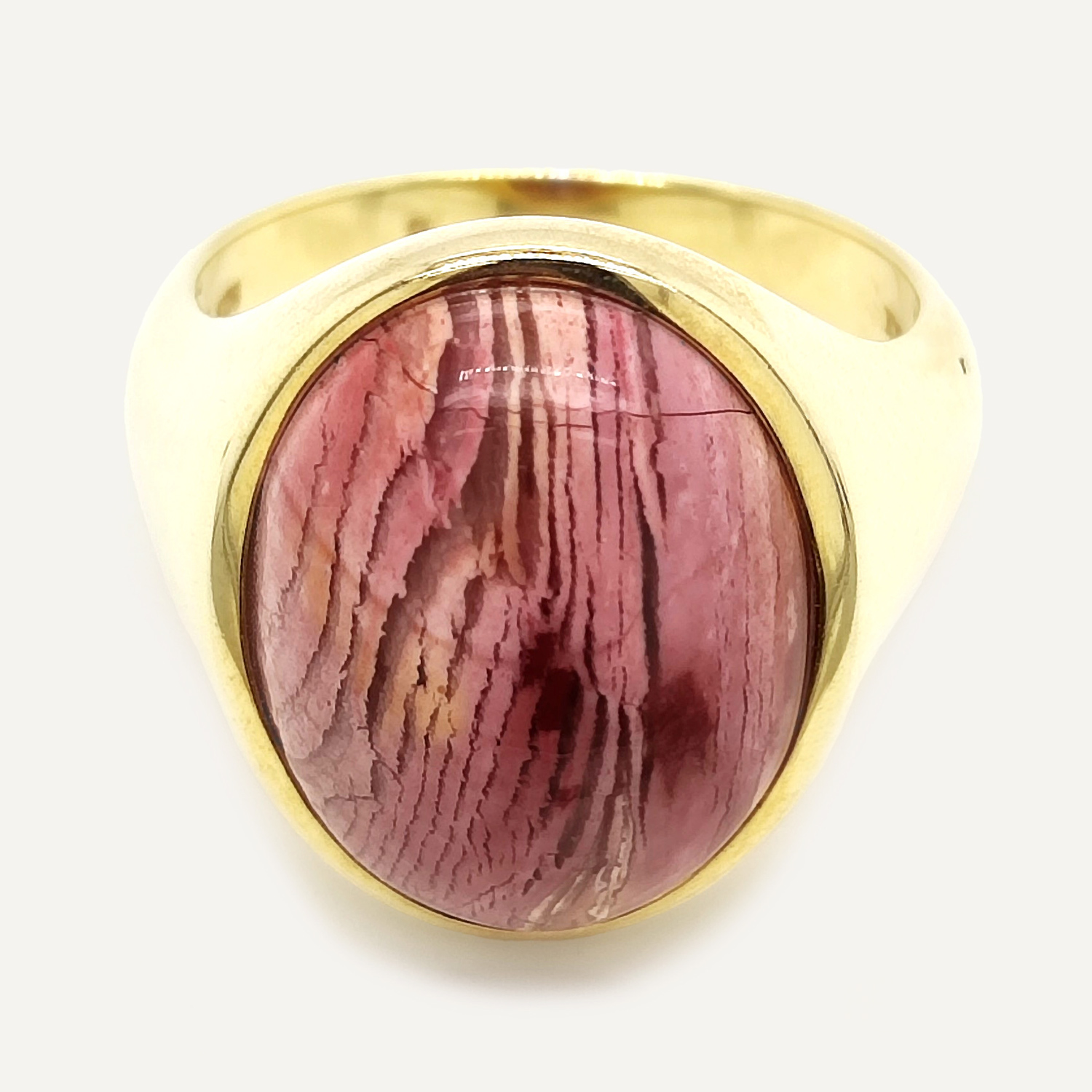 Landschaftsopal, oval Cabochon, ca. 5,750 ct. Edelstein Ring Silber 925/000 vergoldet Sogni d´oro Terra Opalis