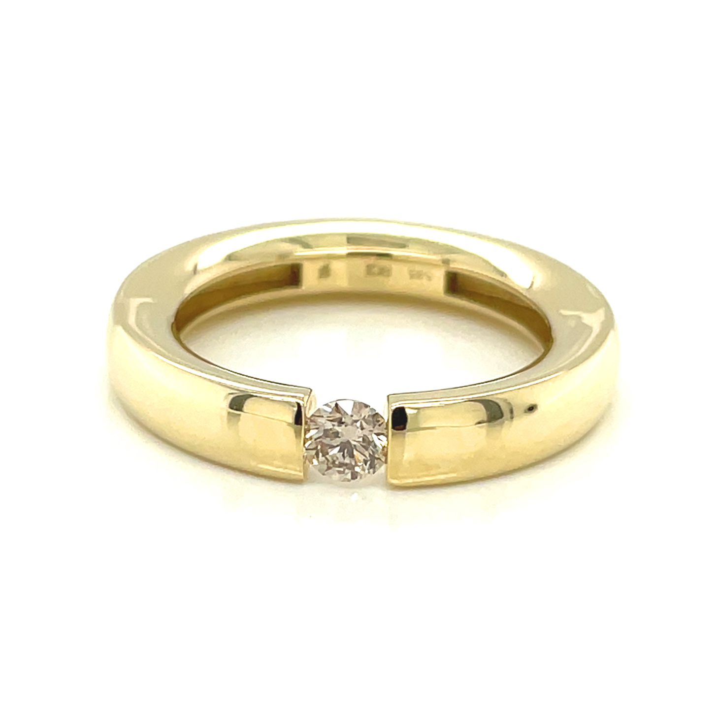 Brillant, champagnerfarben, rund Brillantschliff, ca. 0,23 ct. Edelstein Ring Gelbgold 585/000 Sogni d´oro Facettenreich